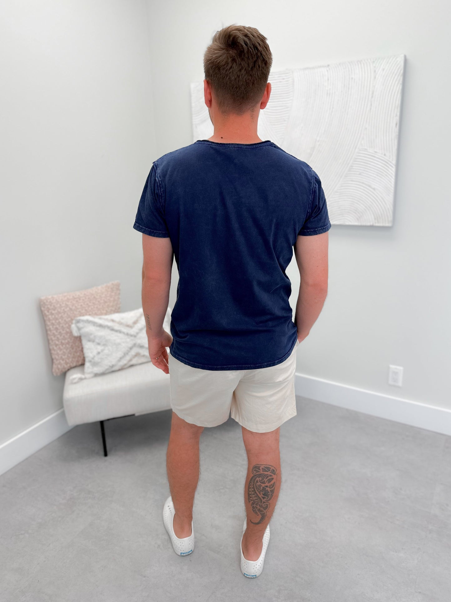 Button Mens Tee in Dark Navy