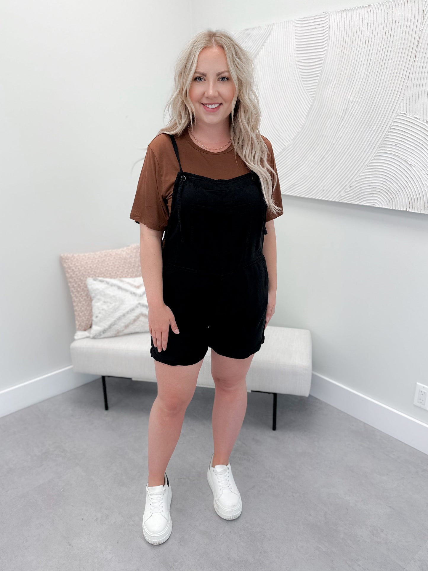 Brinkley Tencel Shortalls in Black
