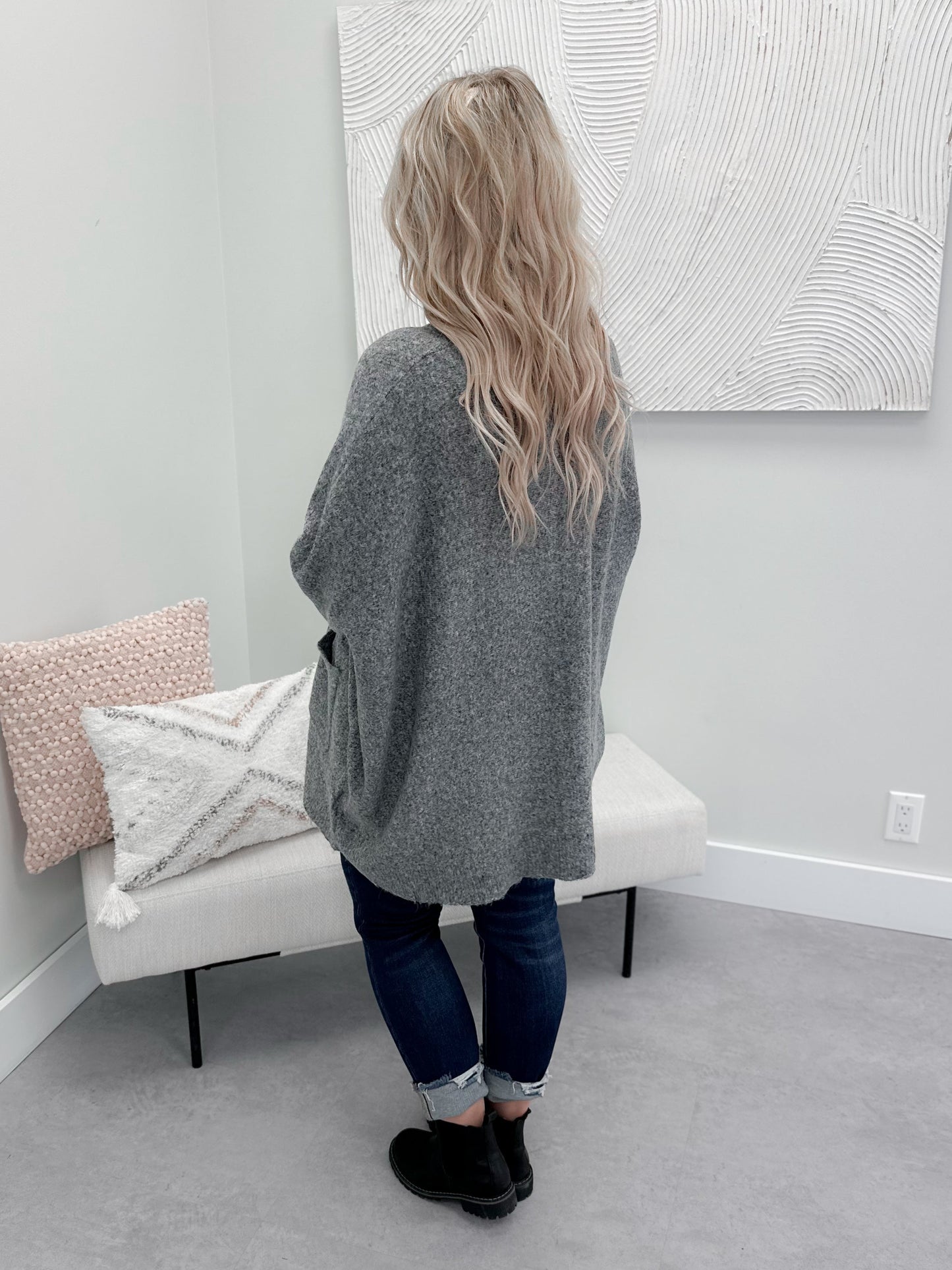 Ash Pocket Sweater in Heather Grey