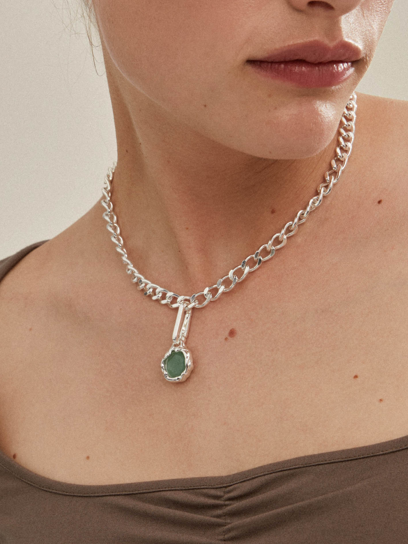 Charm Natural pendant in Green by Pilgrim