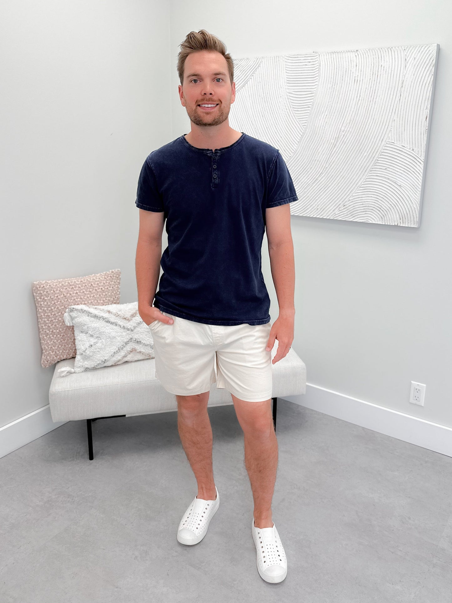 Button Mens Tee in Dark Navy