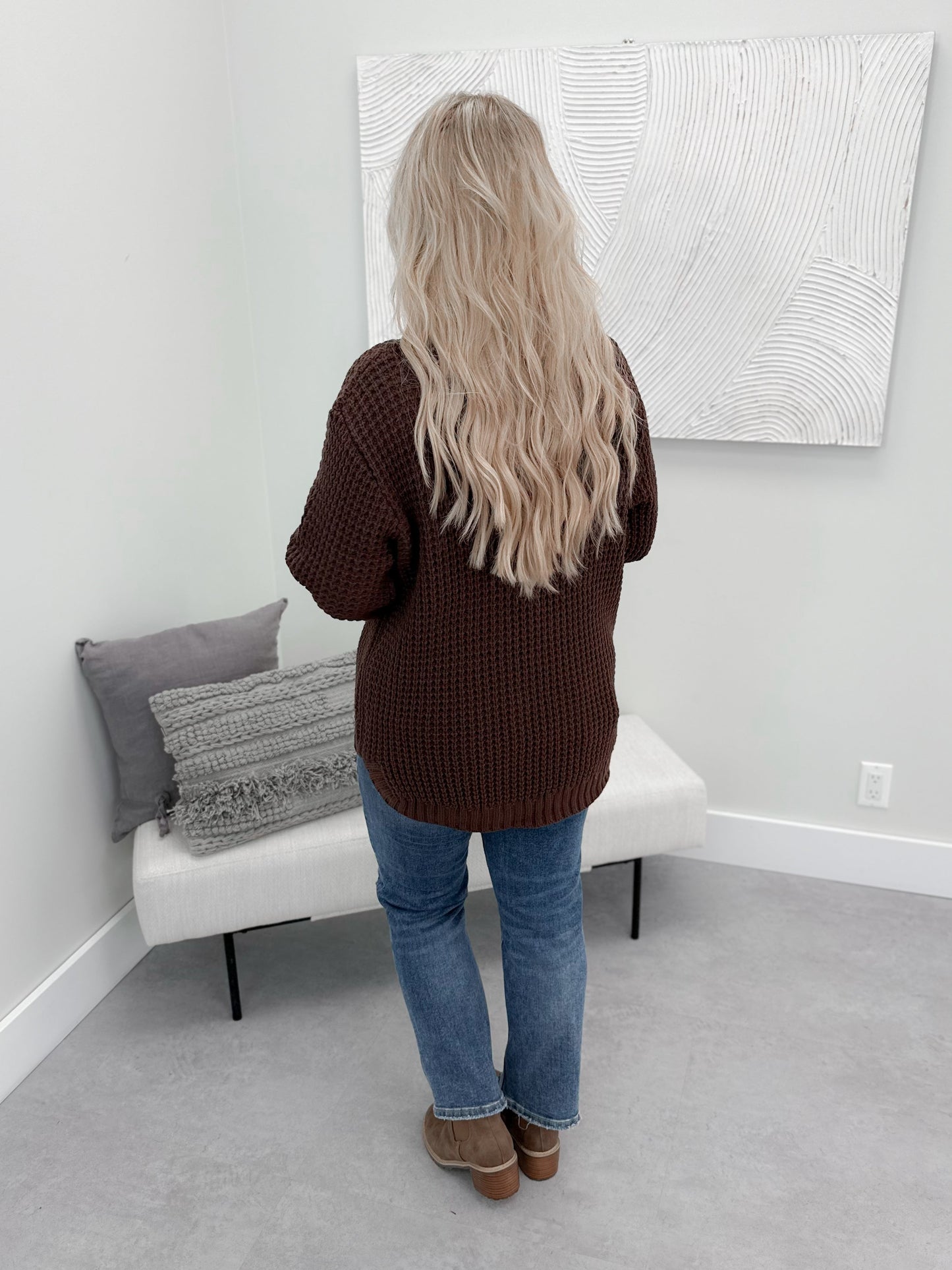 Anna Chunky Knit Sweater in Mahogany