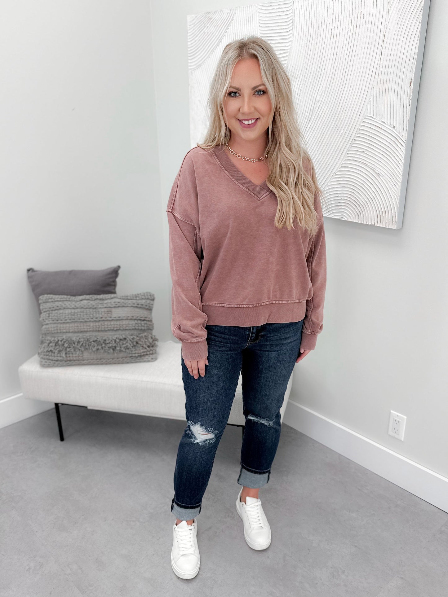 Cottage Pullover in Washed Rose
