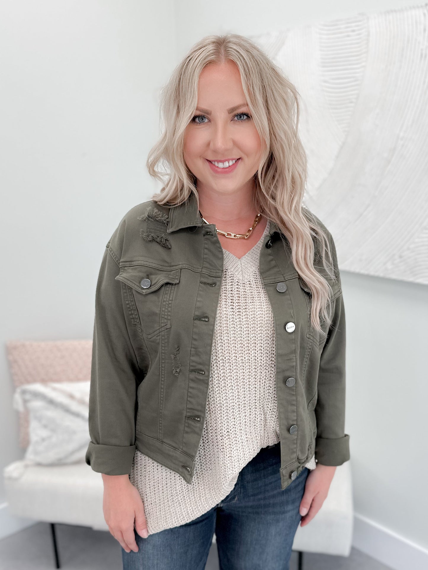 Autumn Denim Jacket in Moss