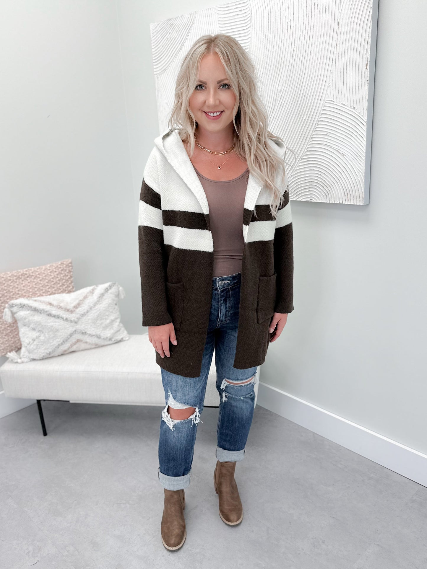 Celine Hooded Coatigan in Dark Chocolate