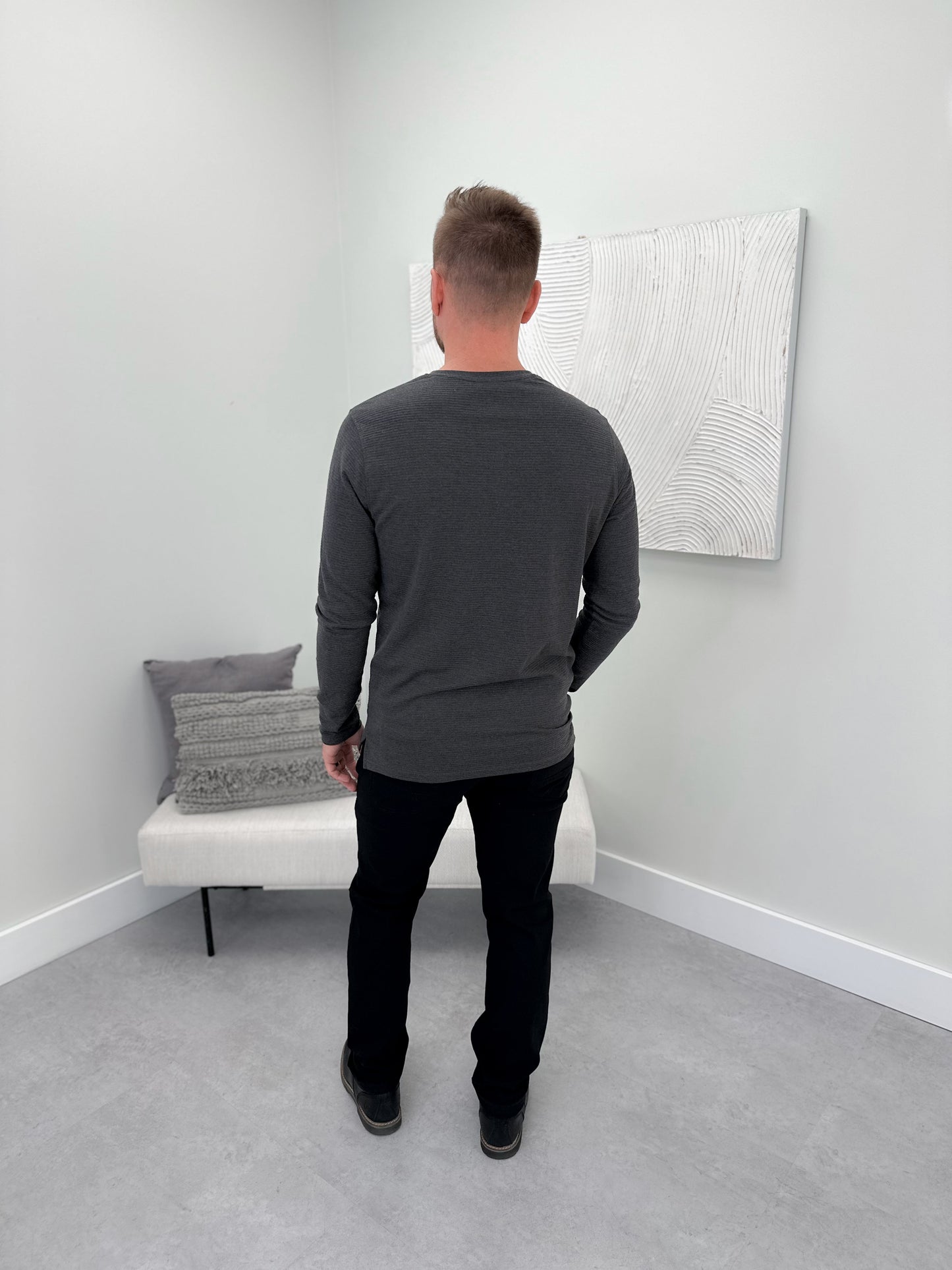 Dawson Men’s Ribbed Long Sleeve in Charcoal