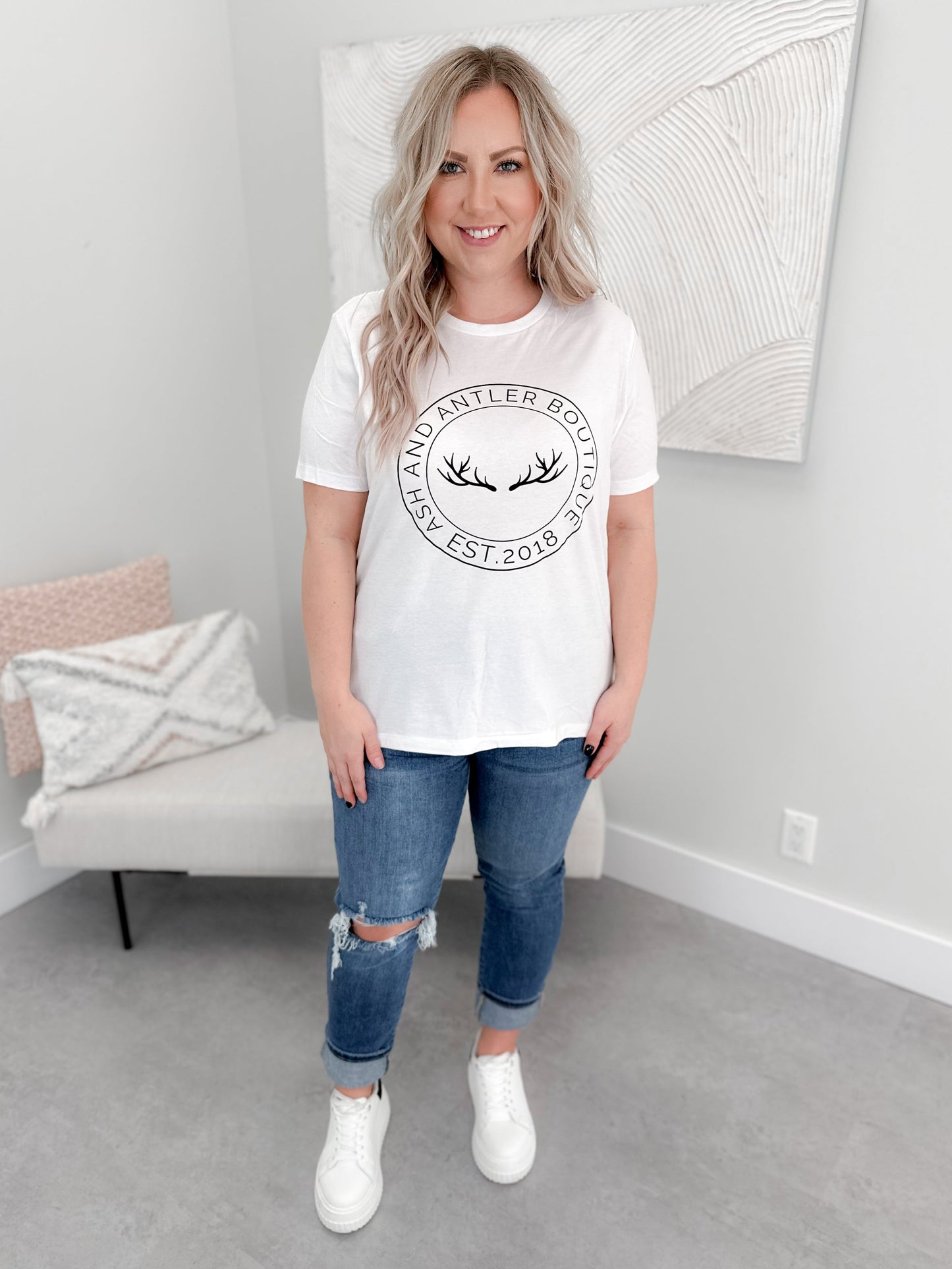 The Original Tee in White by Ash + Antler