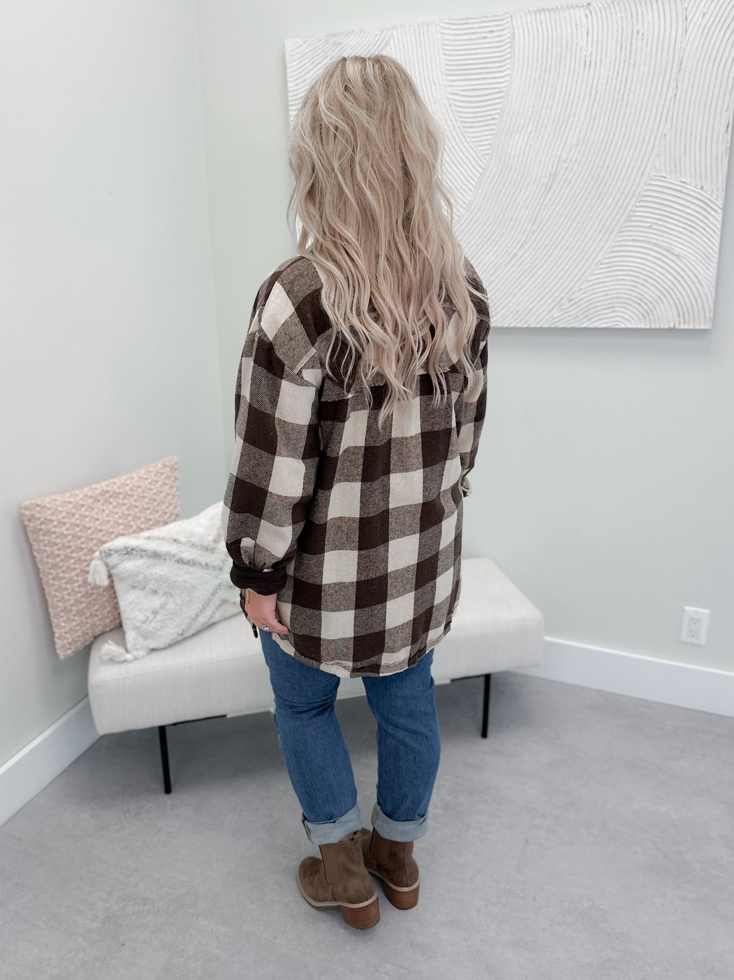 Blairmore Plaid Shacket in Coco