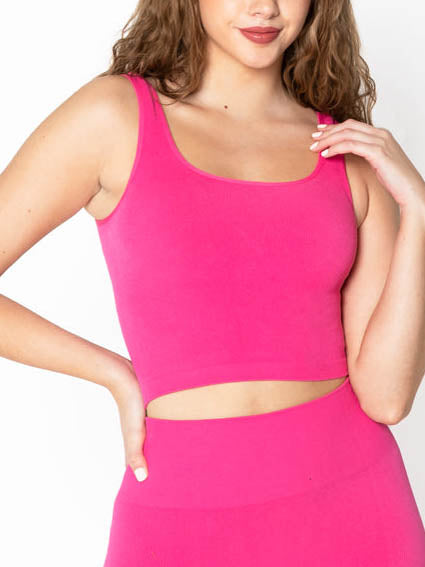 Bamboo Rib Square Neck Tank by C'est Moi