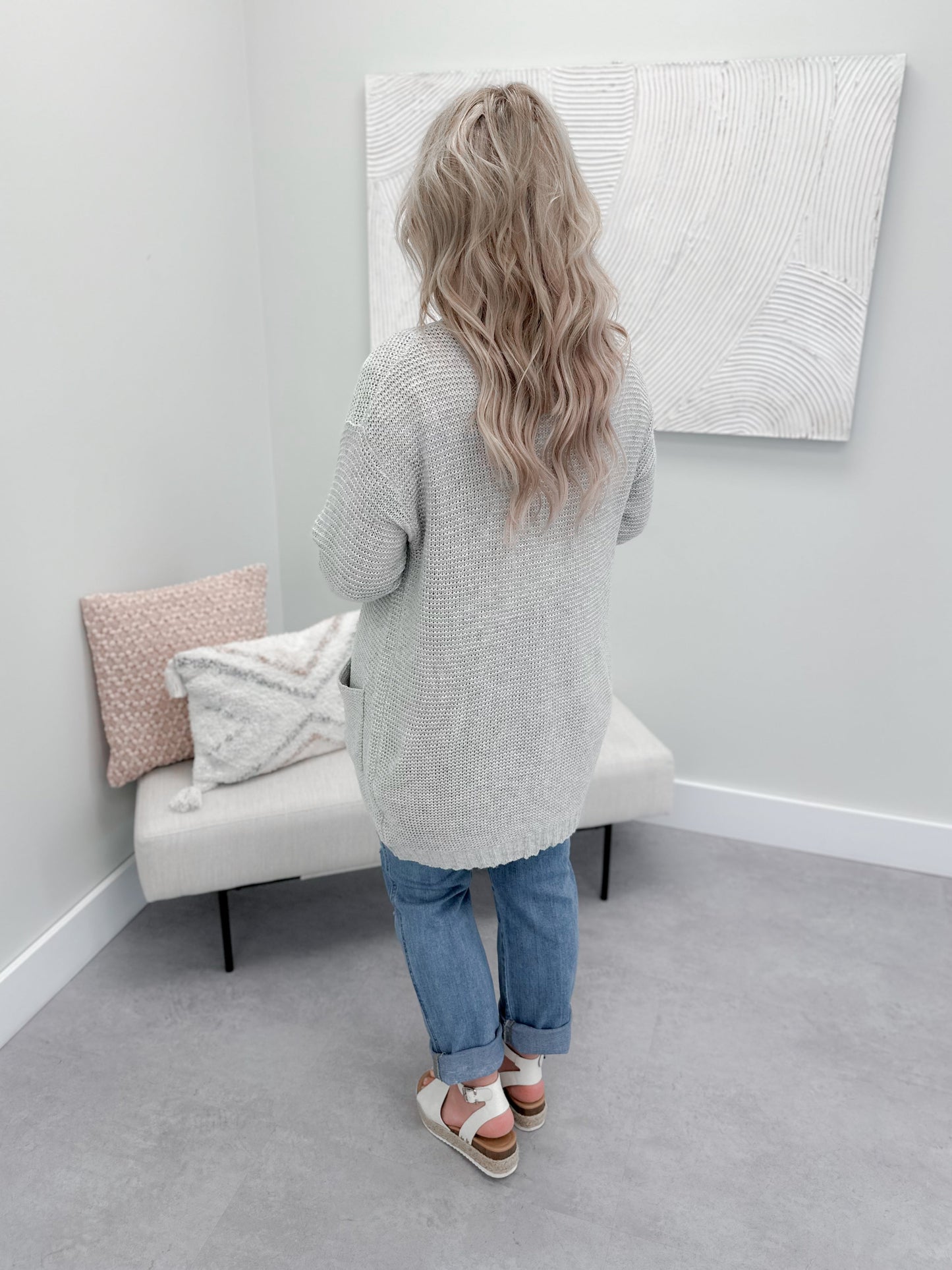 Taffy Cardi in Light Grey