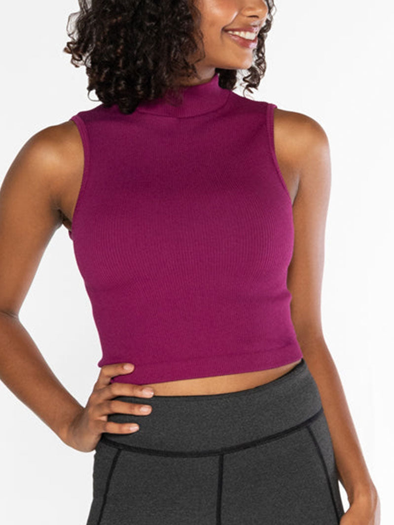 Bamboo Ribbed Mock Neck Tank by C'est Moi