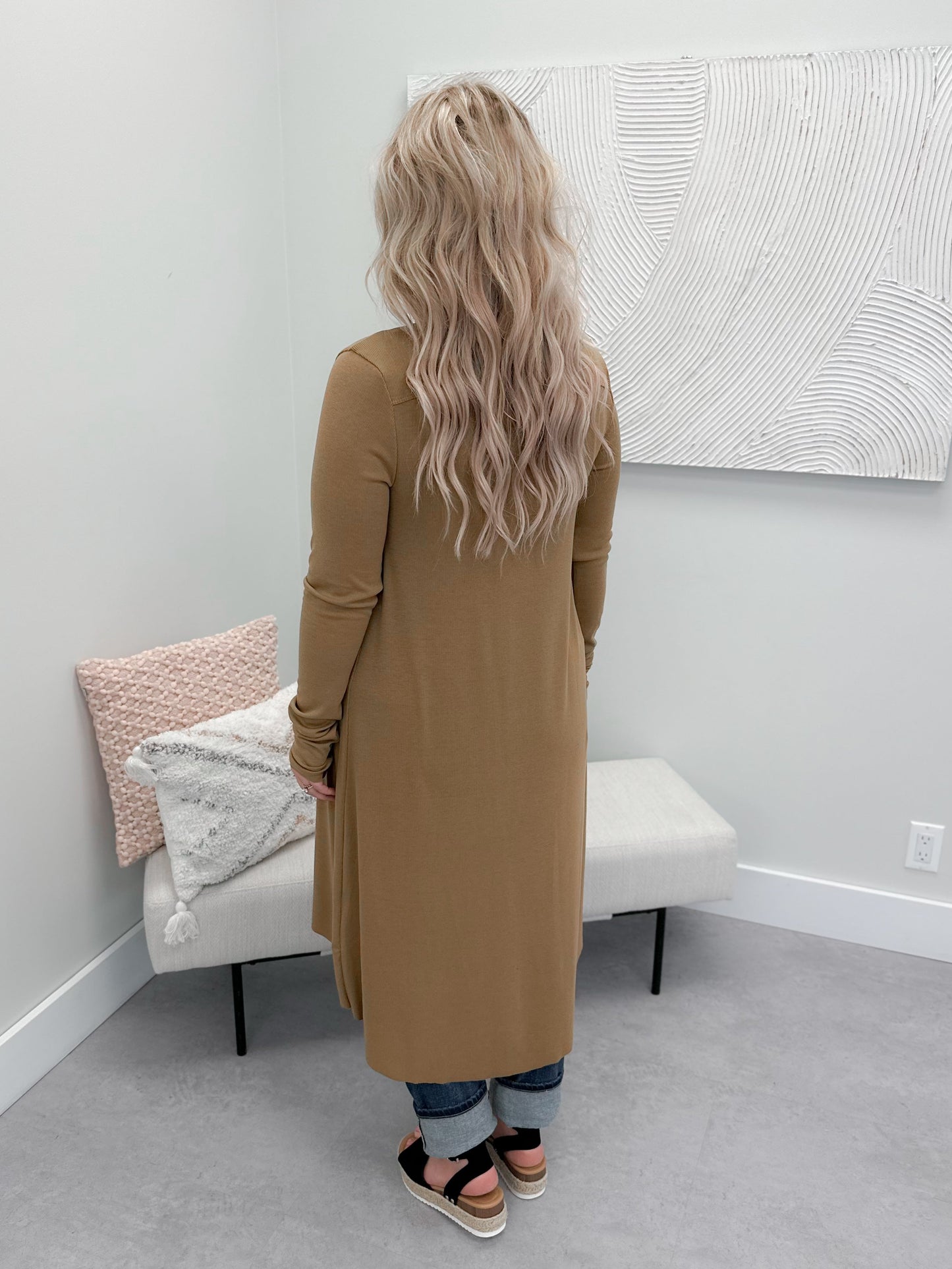 Cassidy Ribbed Cardigan in Camel