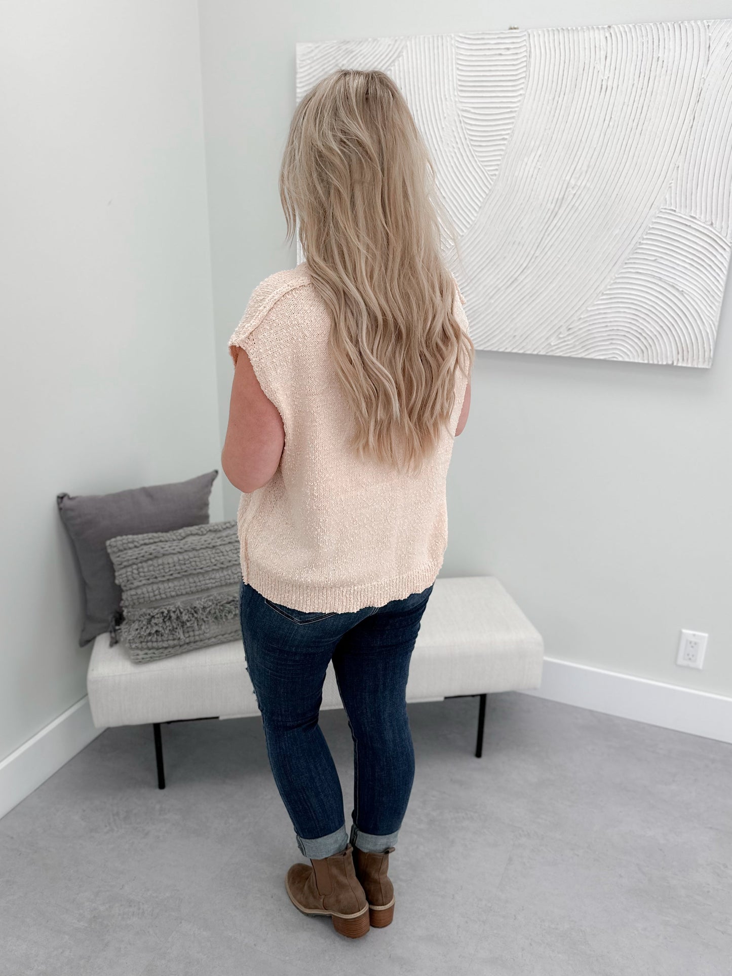 Bonita Sweater Vest in Soft Peach