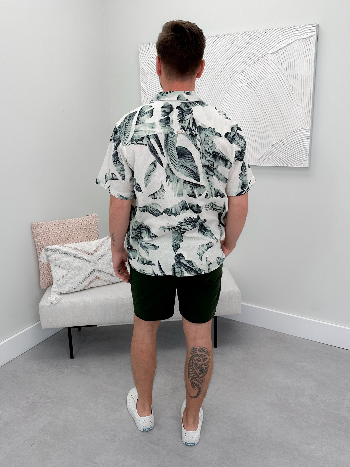 Bahamas Mens Button Up in Palm Leaf