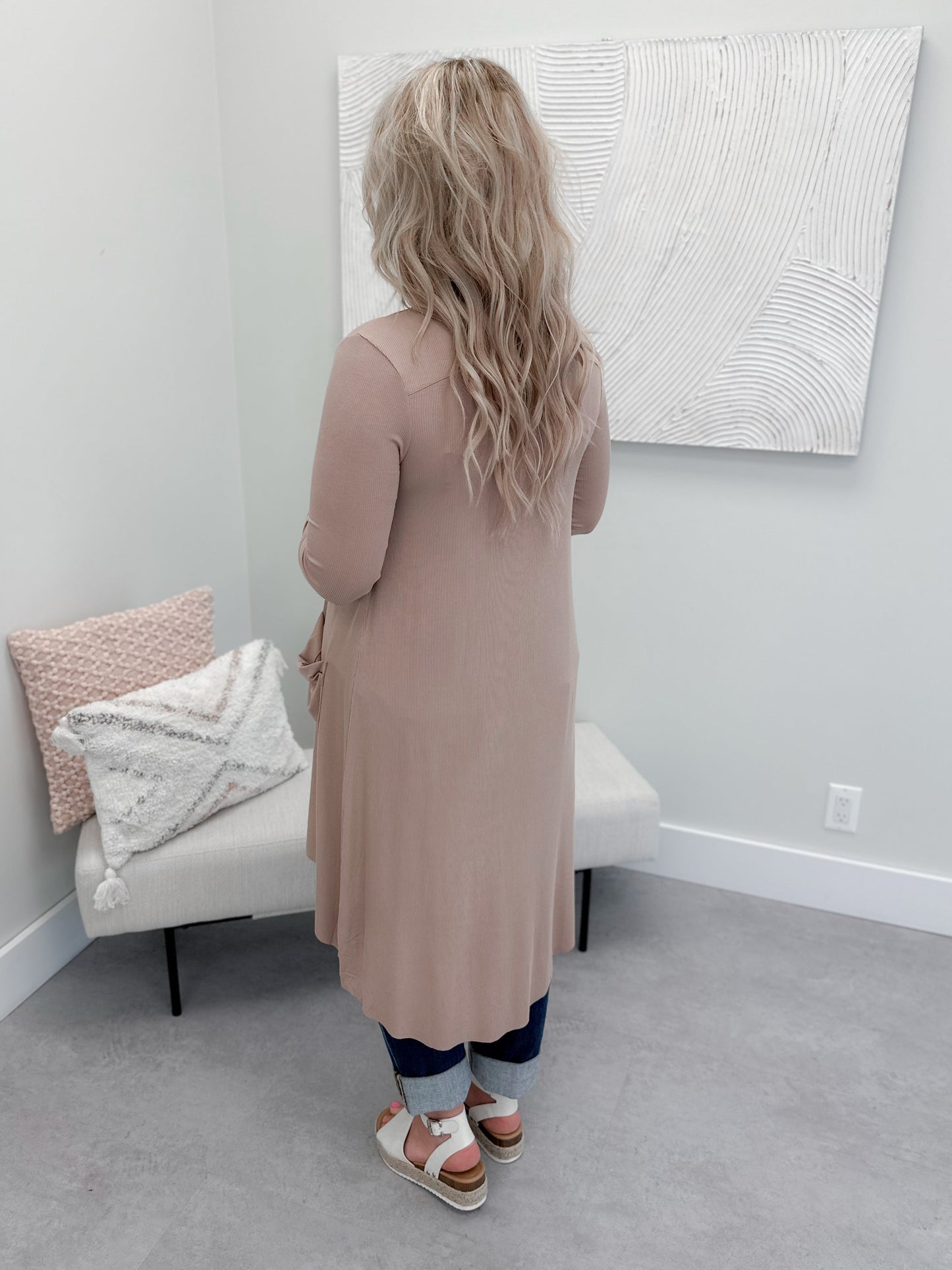Alli Ribbed Cardi in Latte