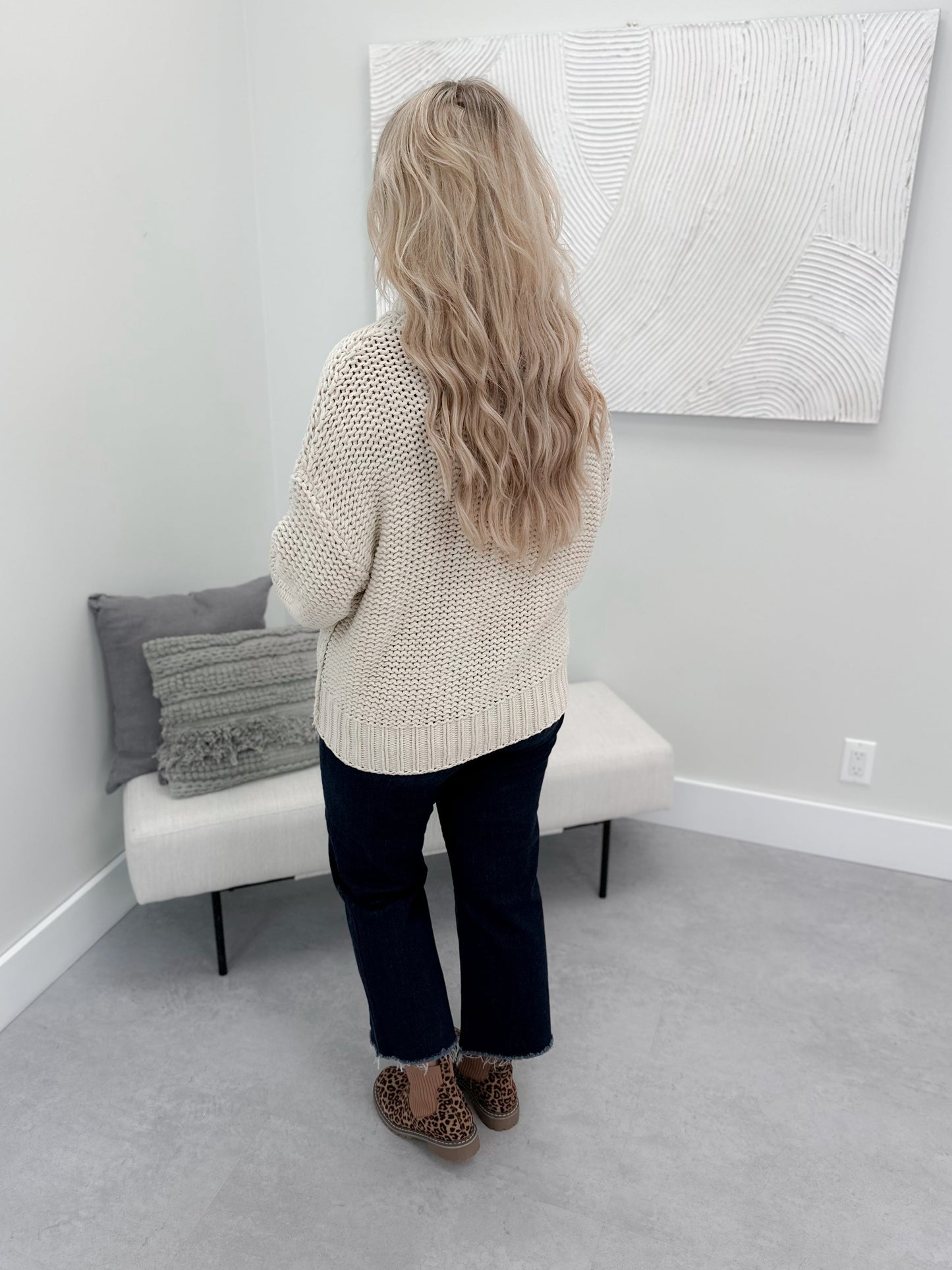 Shadow Chunky Knit Sweater in Sand