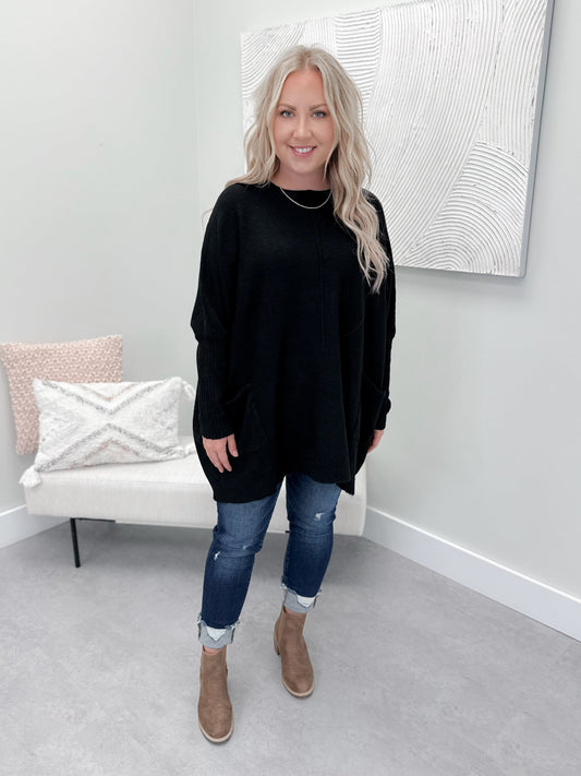 Ash Pocket Sweater in Black