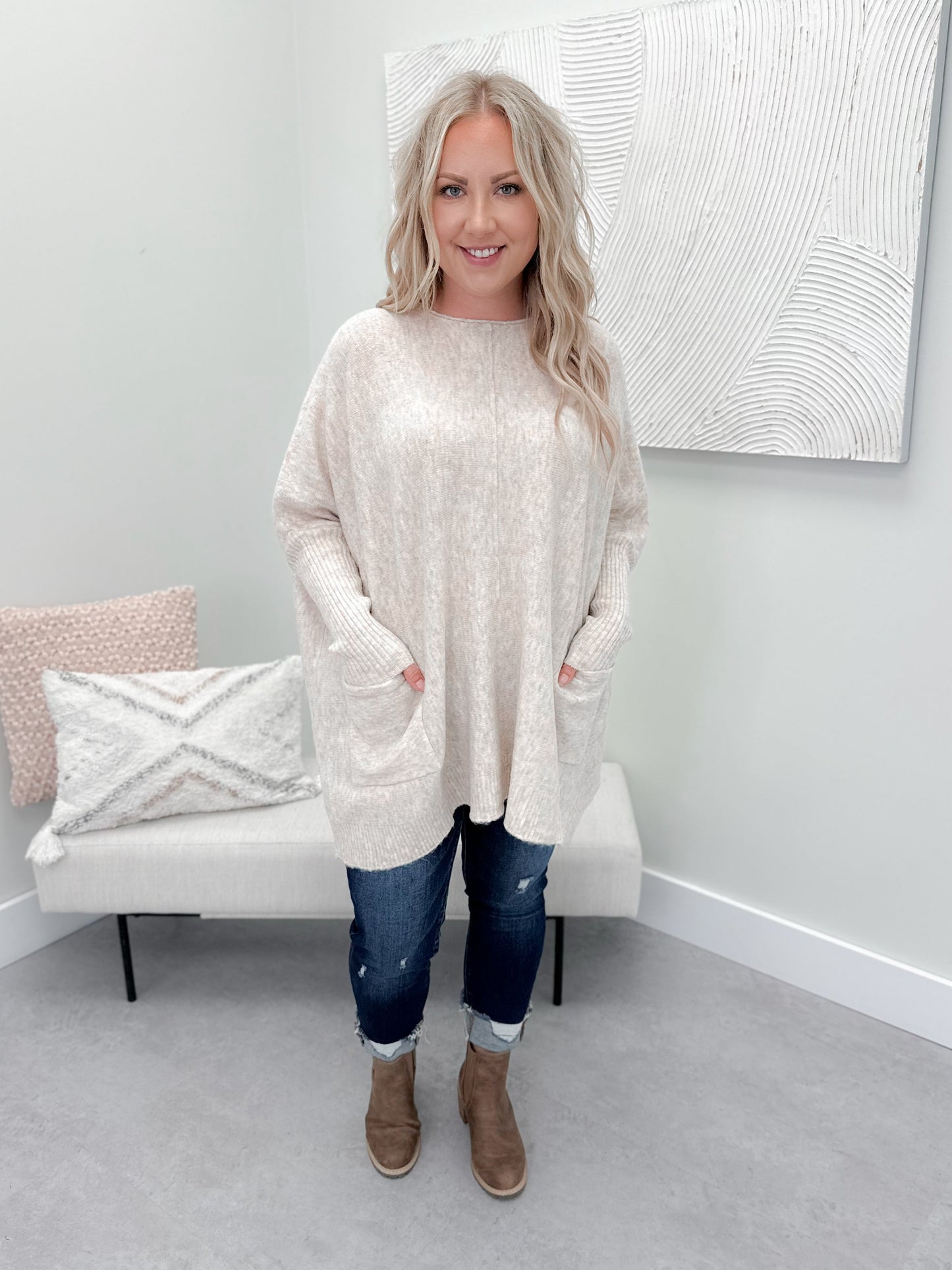 Ash Pocket Sweater in Beige