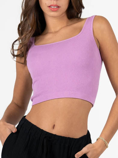 Bamboo Rib Square Neck Tank by C'est Moi