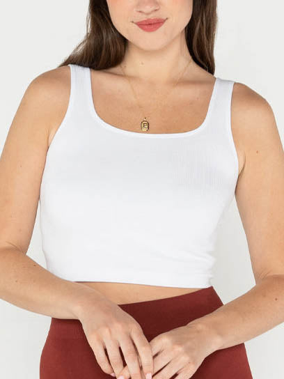 Bamboo Rib Square Neck Tank by C'est Moi