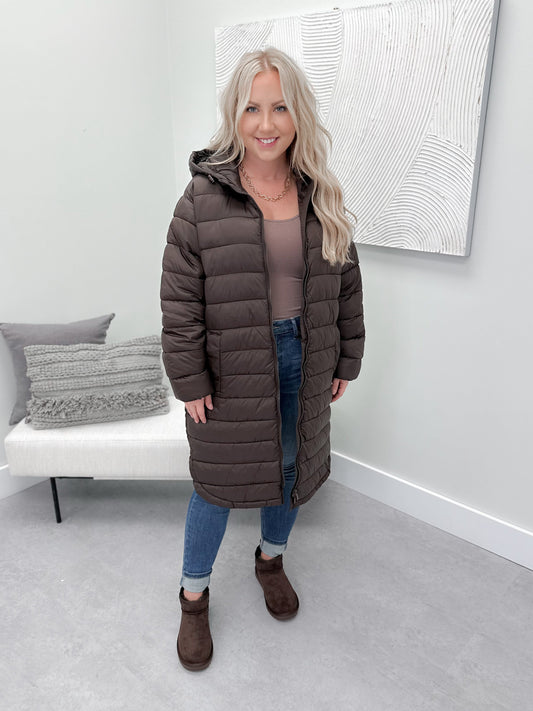 Alpine Puffer Jacket in Choco Torte